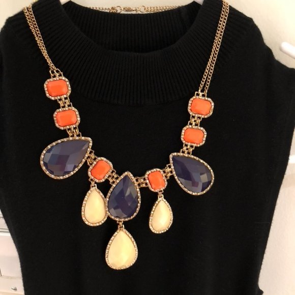 Preppy Multicolor Crystal Goldtone Necklace - Picture 2 of 4